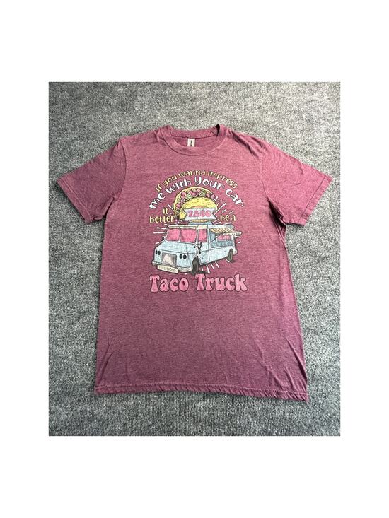 Gildan Softstye Other - Funny Taco Truck T Shirt Adult Medium Pink Graphic T Food Humor Gildan Softstyle